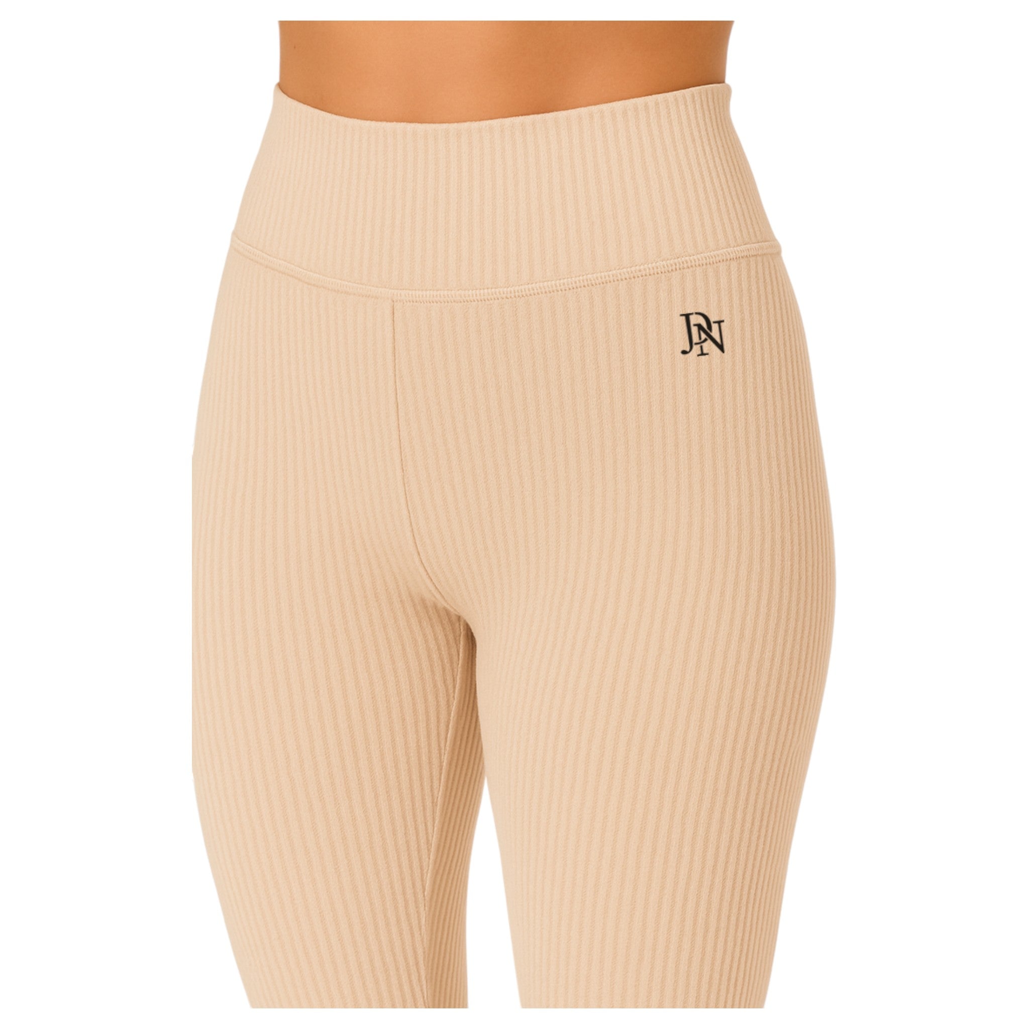 Ladies beige JDN ribbed fleece inner leggings – warm thermal winter leggings for women